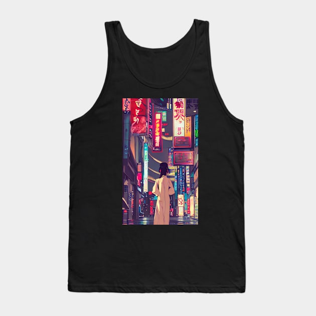 Cyberpunk girl, anime style Tank Top by Ravenglow